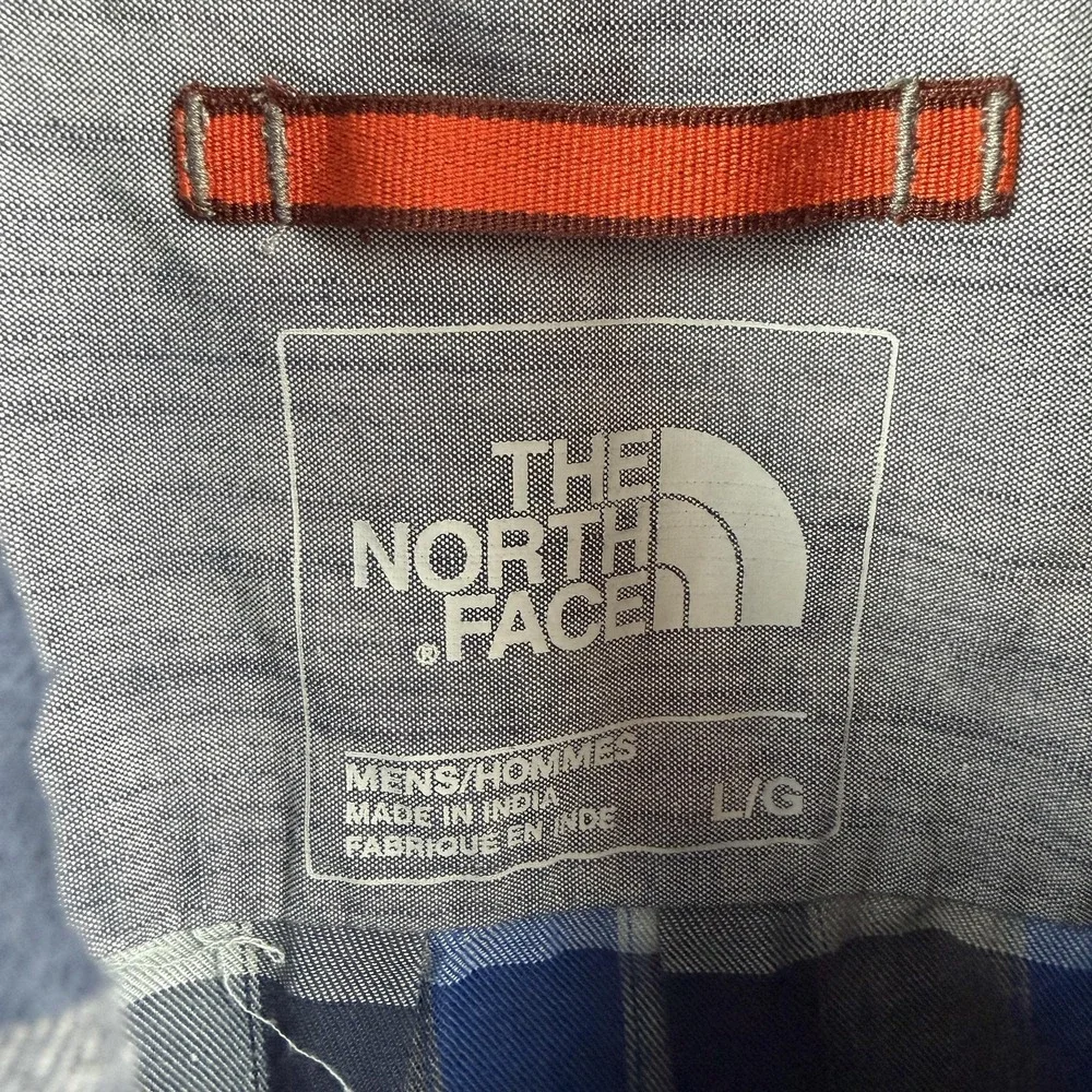 The North Face Shirt Mens Large Blue Plaid Long Sleeve Button‎ Front Casual